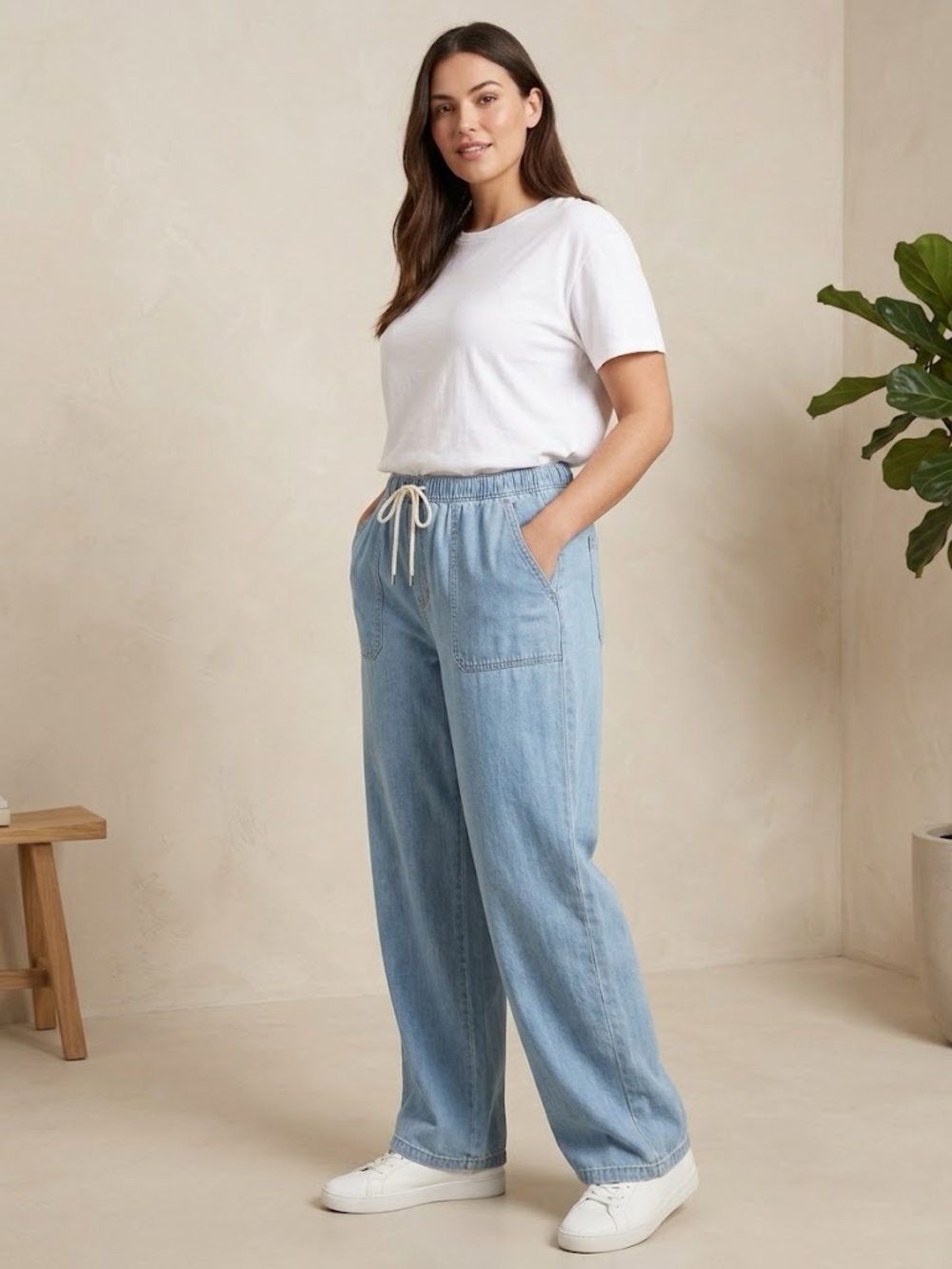 Michael Kors Women’s Wide Leg Denim Chambray
Pants Light Wash Size L 100% cotton